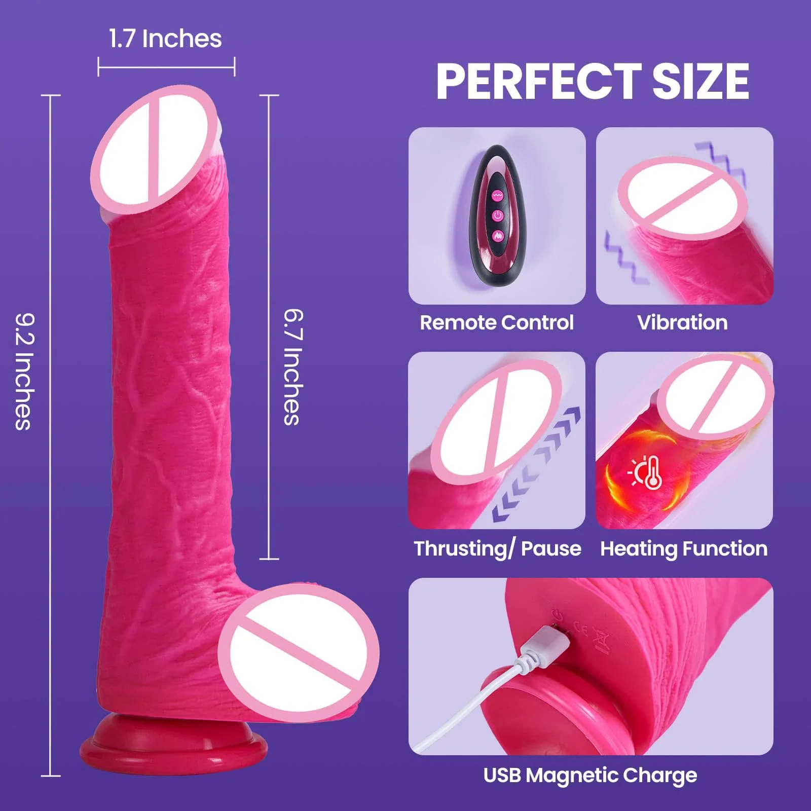 Liquid Silicone Telescopic Thrusting Realistic Dildo Vibrator Remote Control Heating Vibrating G-Spot Anal Dildo for Women Men