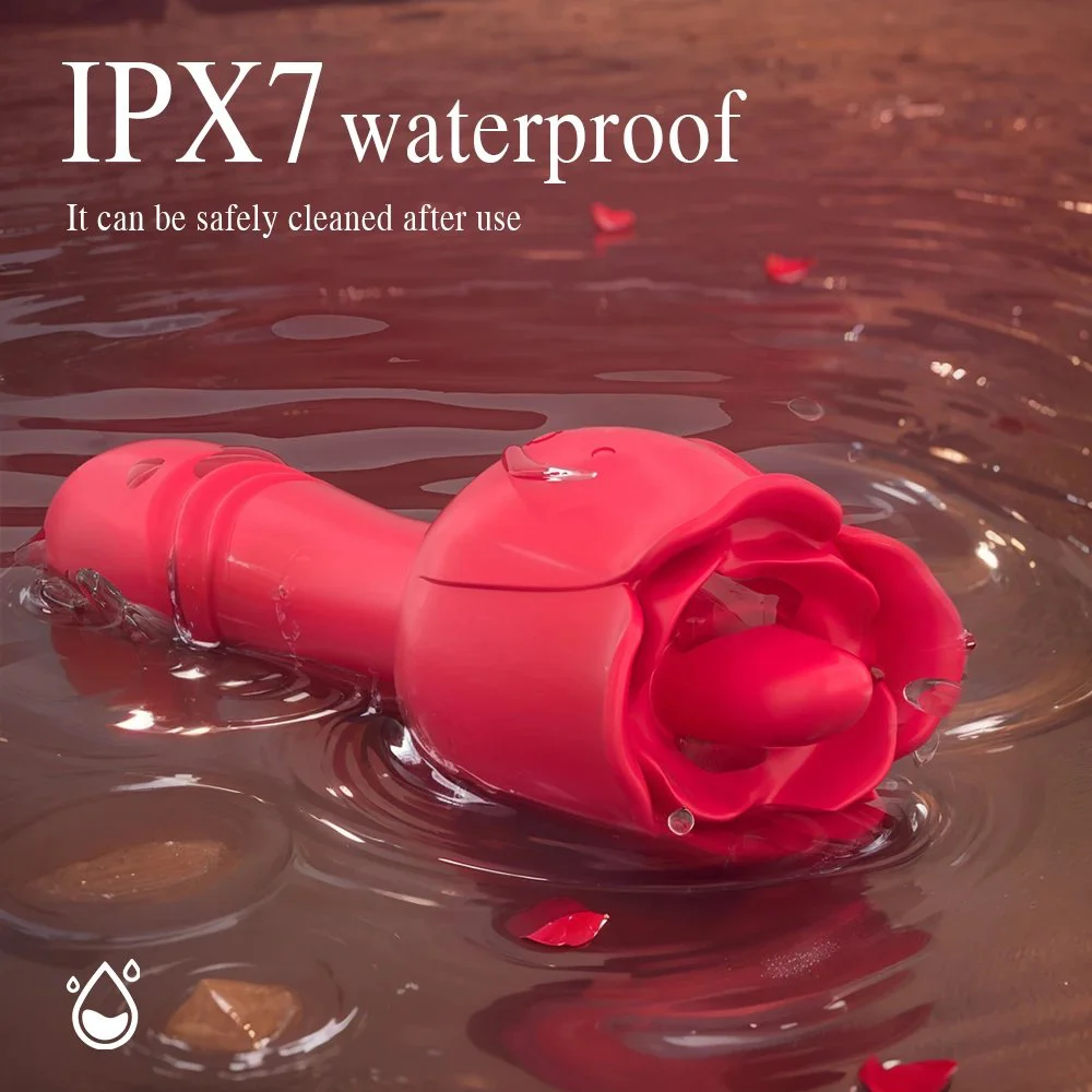 Rose-shaped Vibrator for Female Use Tongue-like Tongue-Flicking Vibration and Telescopic Insertion