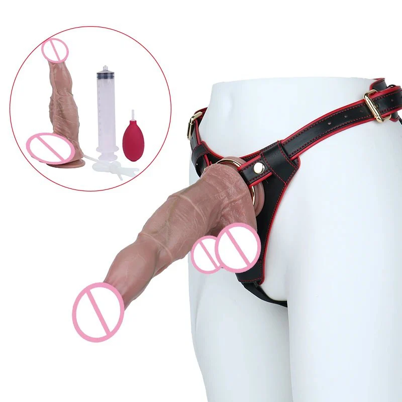 10nch Premium Dual-Layer Silicone Realistic Wearable Water Spray Simulation Device with Suction Base Suction Cup for Adults