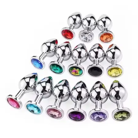 Silver Different Color Diamond Stainless Steel Anal Sex Toys Metal Jewel Butt Plug