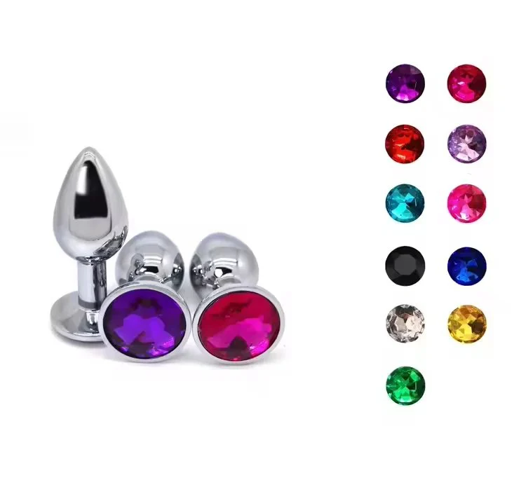 Silver Different Color Diamond Stainless Steel Anal Sex Toys Metal Jewel Butt Plug