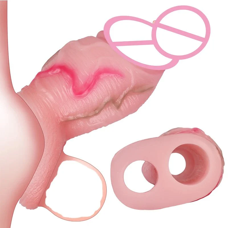 Penis Sleeve Big Knot,Big Knot Realistic Penis Sleeve Silicone Cock Enlargement Cover Sex Toy for Men Delay Ejaculation