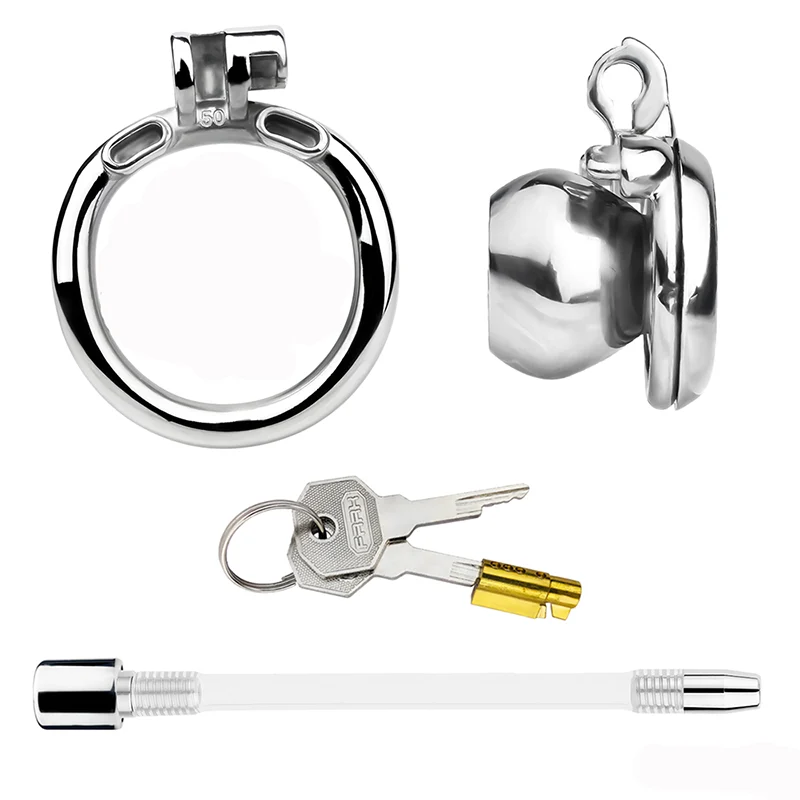 Steel Male Chastity Cage with Urinary Catheter Smoothness SM Man Bondage Penis Binding Training Sex Toy for Man