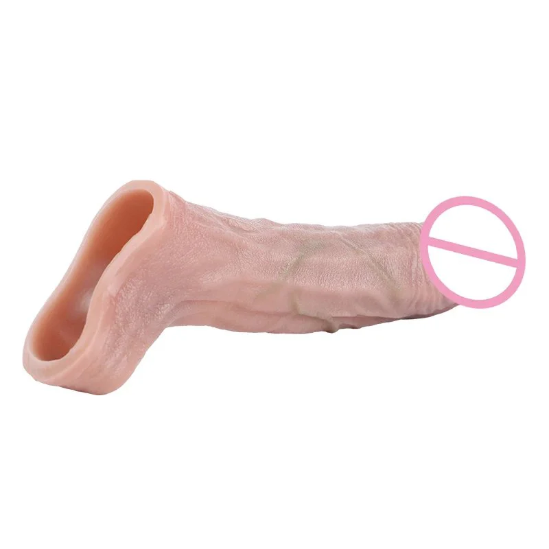 Penis Sleeve Cock Ring Lock Semen Dick Enlarger for Man Sex Toy Soft Cock Ring Penis Enlarger Dick Sleeve Reusable Condoms