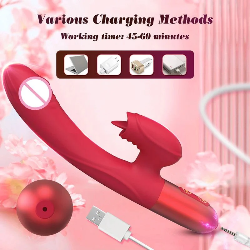 Female Masturbation 7 Modes Clitoral Stimulator Tongue Licking G Spot Fox Vibrator Dildo