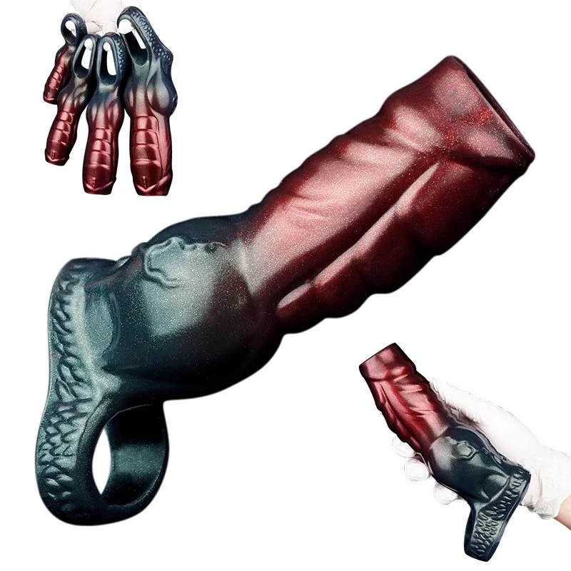 Monster Penis Sleeve Cock Sleeve with Knot Male Sex Toys Enhance Male Endurance Silicone Penis Ring Enlarge Prolong for Men