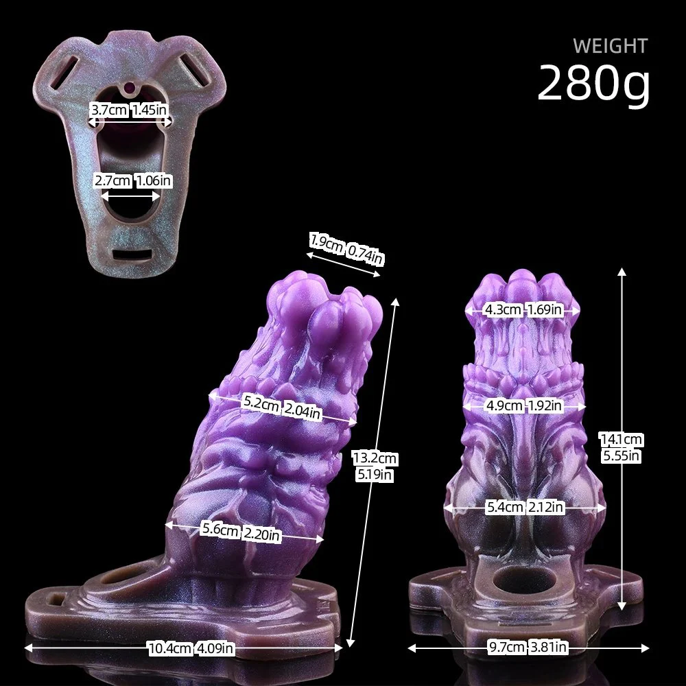 Purple Amber Sheath Silicone Penis Sleeve with Monster Style Enlarger Cock Sleeve Sex Toys for Men Sex Game