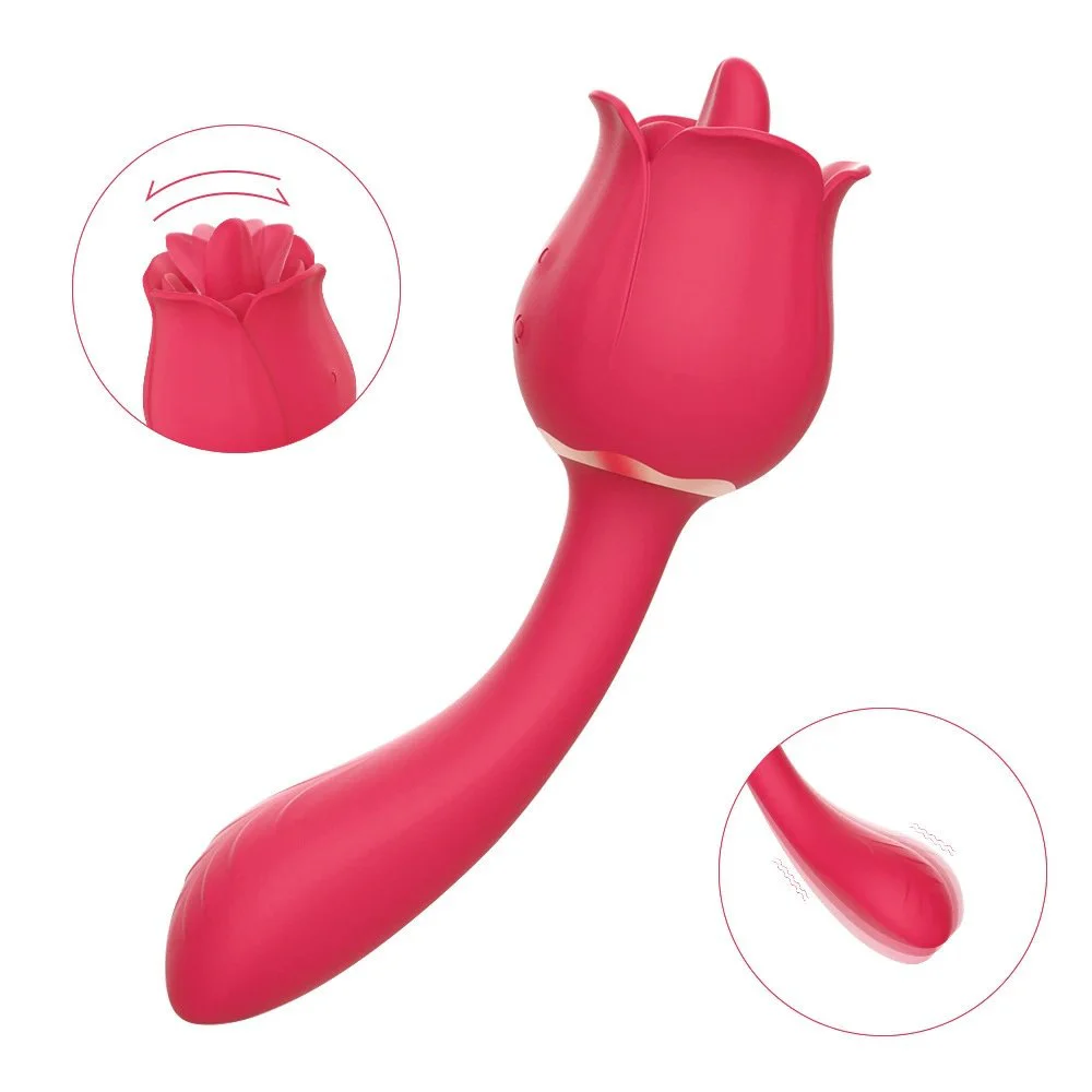 G Spot Sex Shop Red Rose Vibrator Massage Clitoral Licking Tongue Vibrator for Women