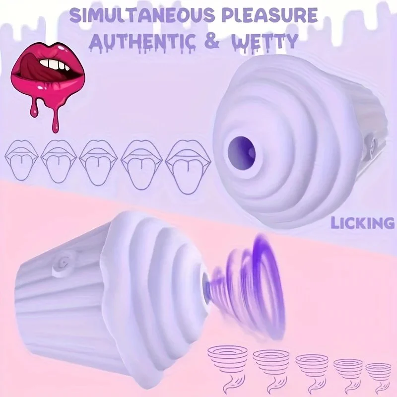 Couples Mini Vibrator Clitoral Anal Stimulation Ice Cream Sucking Cake Adult Nipple Suction ABS+Silicone IPX7 Vibrating