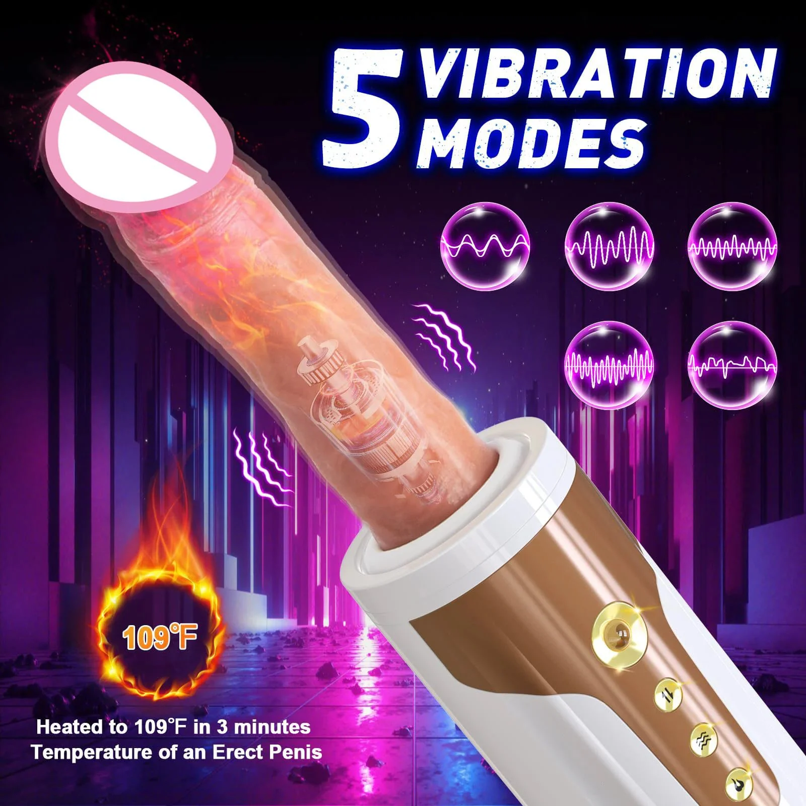 Portable Remote Control 5-frequency Vibrating Heating Dildo Masturbation Machines Automatic Thrusting Dildo Machine for Women