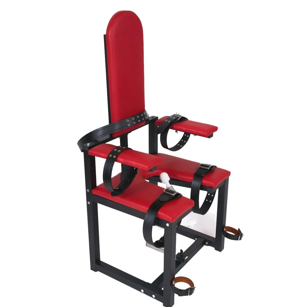 Adult Leather Bondage Chair with Leg and Hand Cuffs