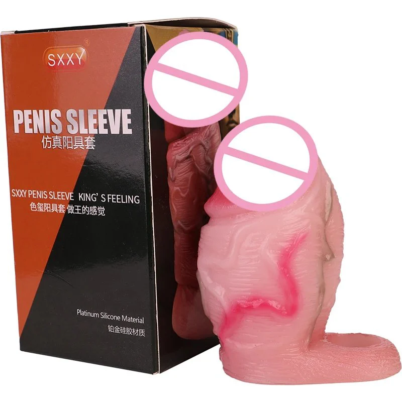 Penis Sleeve Big Knot,Big Knot Realistic Penis Sleeve Silicone Cock Enlargement Cover Sex Toy for Men Delay Ejaculation