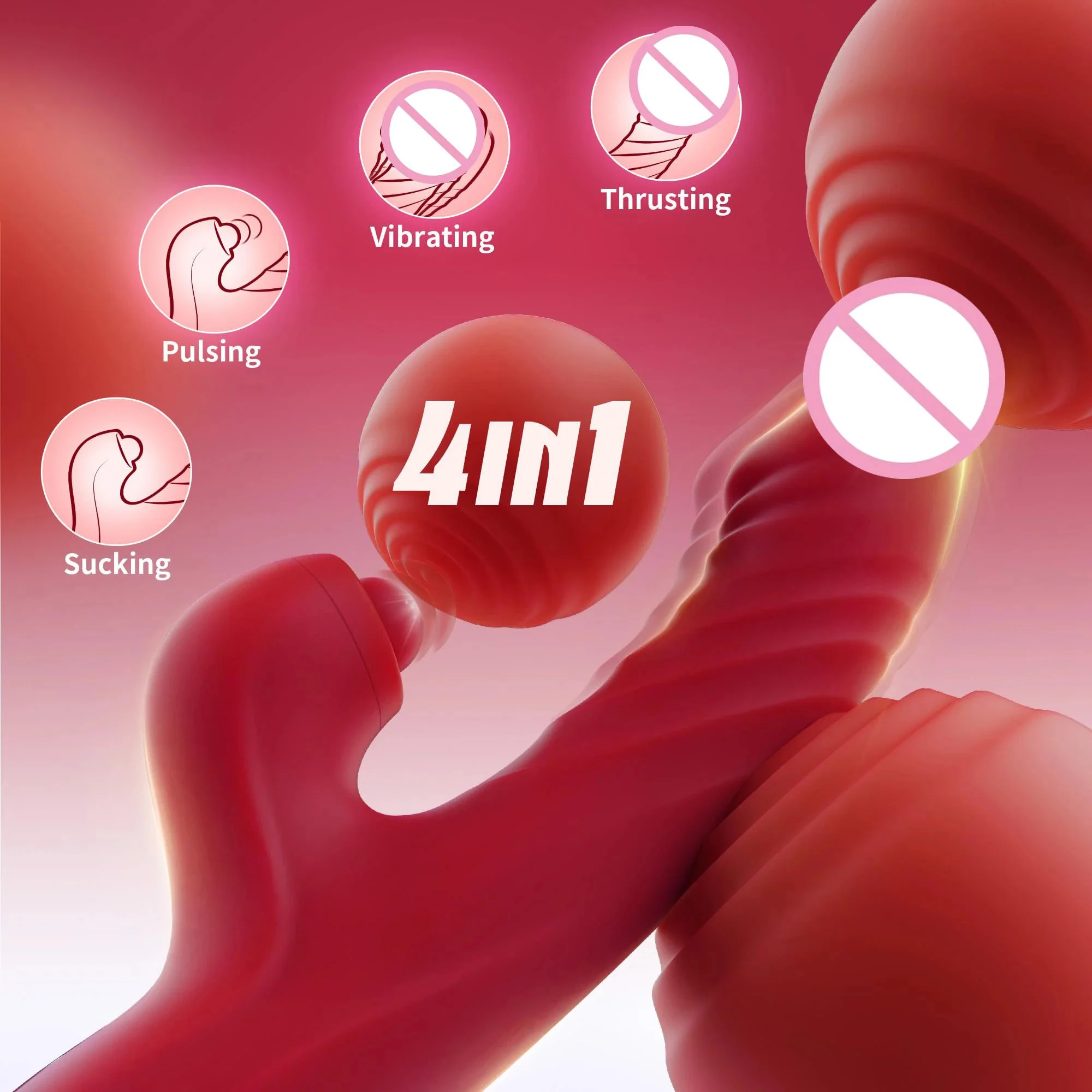 Female Retractable Flaping Heating Vibrator Telescopic Dildo Rotation Tongue Licking Rabbit Vibrator