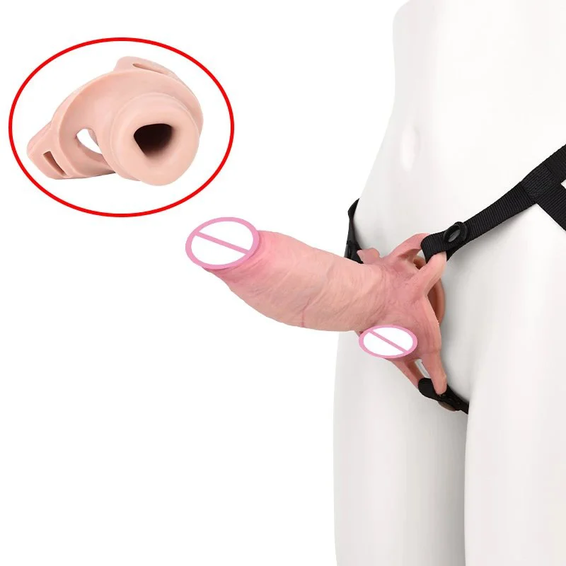Wear Simulation Skin Color Silicone Dildo Sleeve Hollow Design Effective Penis Length Extension Penis Sleeve Two Color
