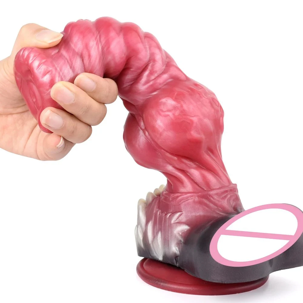 13.3 Inch Artificial Wolf Dildo Sex Shop Toy Realistic Platinum Silicone Anal Plug for Women