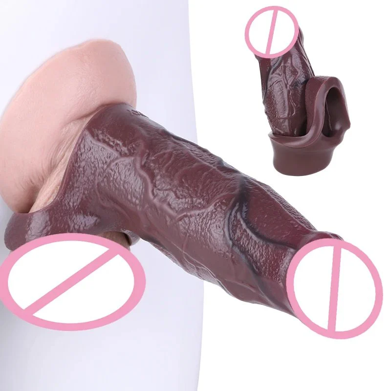 Uncut Soft Realistic Penis Sleeve Silicone Dick Enlargement Extender Delay Ejaculation G Spot Stimulator Male Men Sex Toys