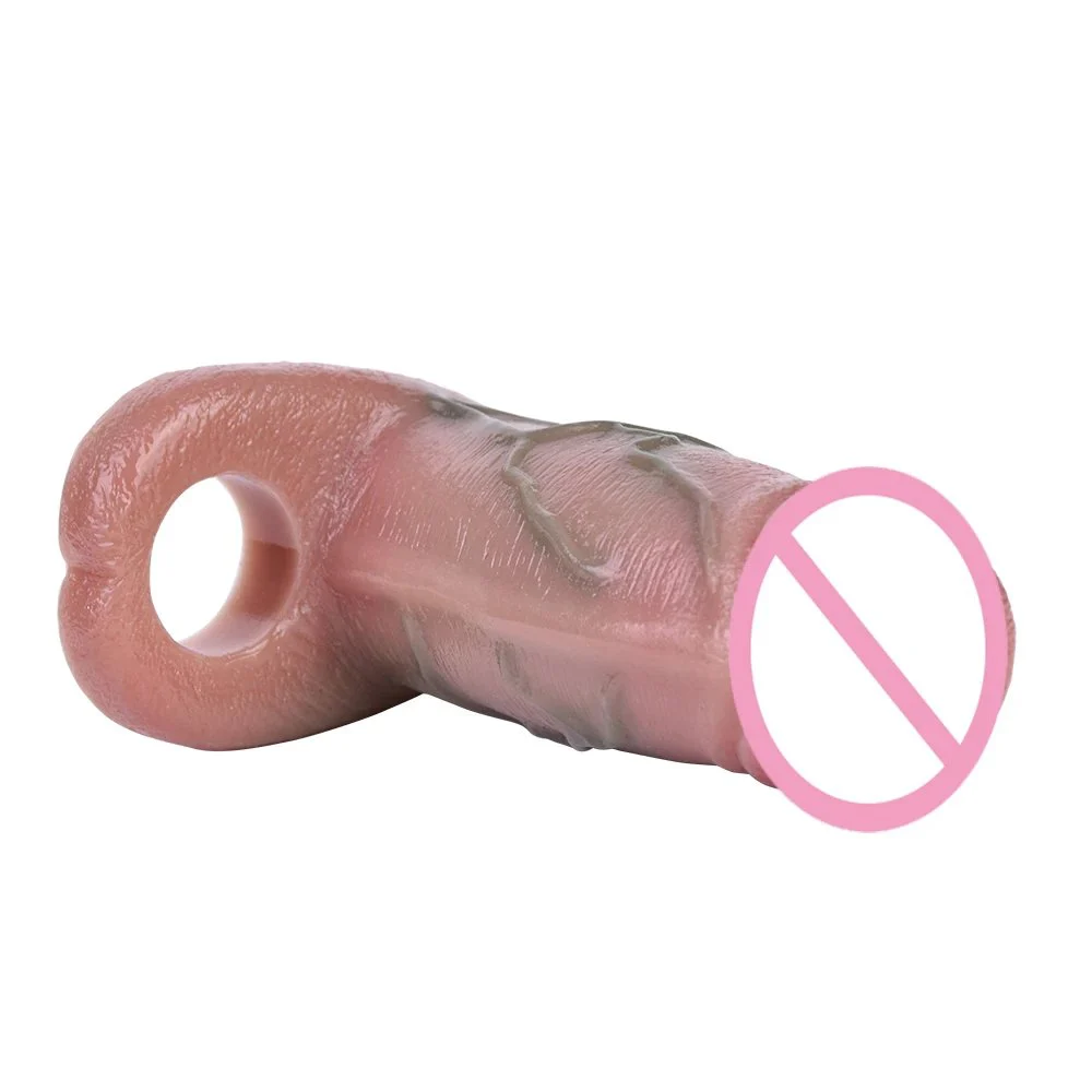 Realistic Penis Sleeve Reusable Dildos Condom Extender Penis Enlarge Delay Ejaculation Cock Sleeve