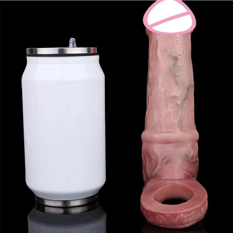 Realistic Sleeve Enlarge Extender for Men Silicone Animal Hollow Dildo Design Like Male Masturbator Delay Ejaculation