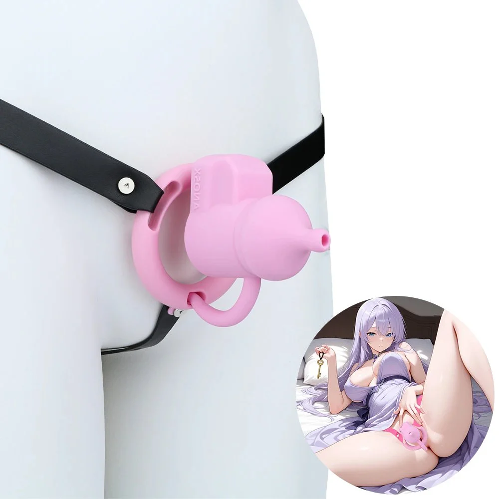 Unique Milk Bottle Silicone Chastity Cage with Urethral Hole Adjustable Elastic Belt Sissy Bondage Toy for Men Chastity Device