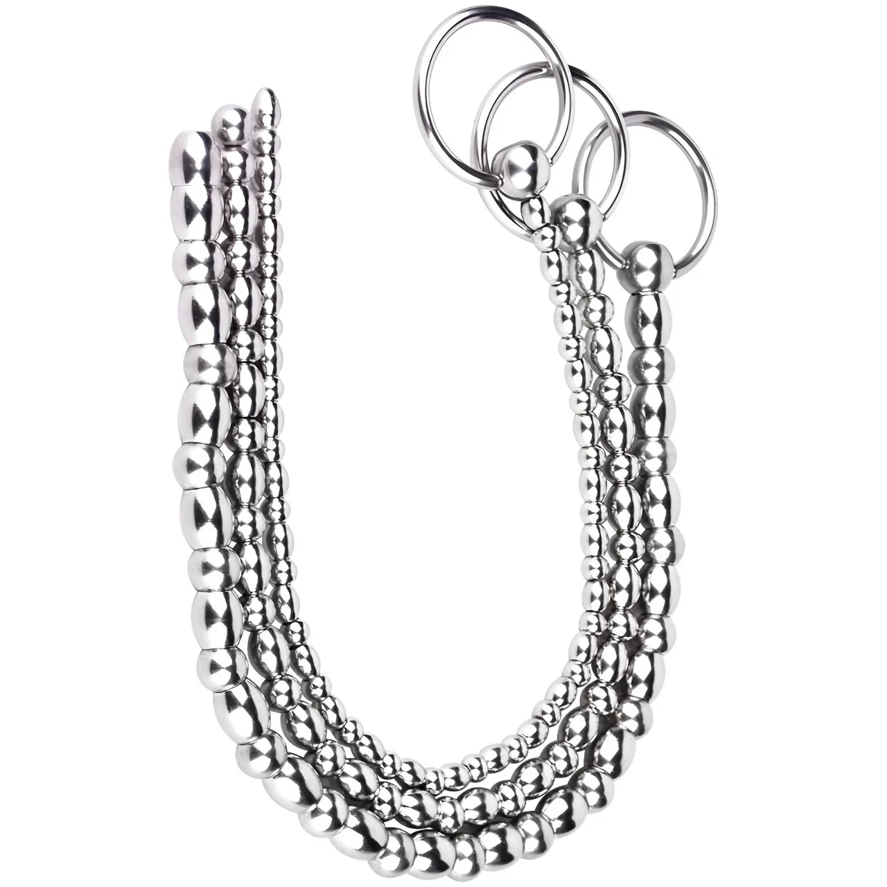 Urethral Sounds 3 PCS Set Stainless Steel Penis Plug with Multi Beads Smooth Urethral Dilators Masturbation for Men