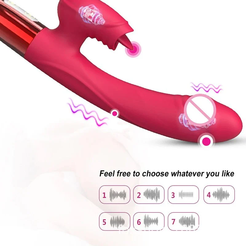 Female Masturbation 7 Modes Clitoral Stimulator Tongue Licking G Spot Fox Vibrator Dildo