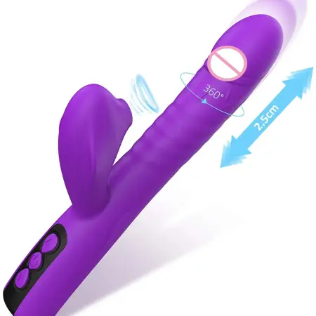 New Adult Automatic Telescopic Silicone Clitoris Orgasm G Spot Rabbit Vibrator Sex Toy for Women