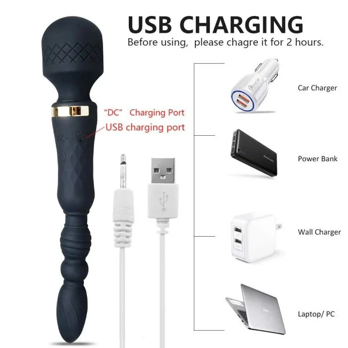 New Design Flexible Wand Vibrators Massage Sex Toys with Anal Bead Stimulator