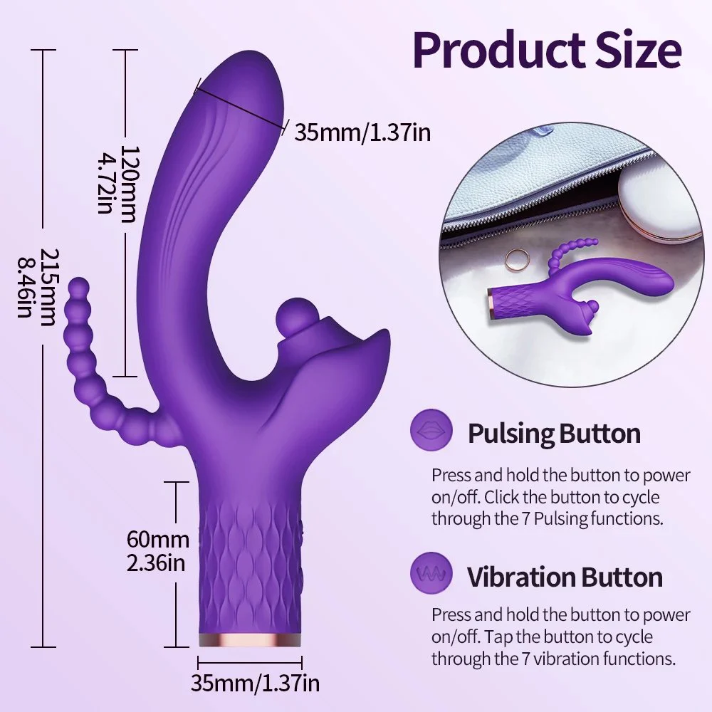 Gelance3 In1 10-Speed Rabbit Vibrator for Women Clitoral Suck & G-Spot Stimulator with Anal Plug & Nipple Sucker