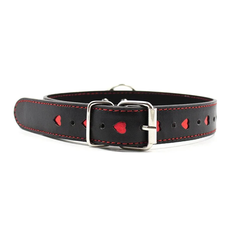 Adult Sex Bondage Heart Shape PU Leather Collar Intimate Accessory for Women Romantic Couple Play