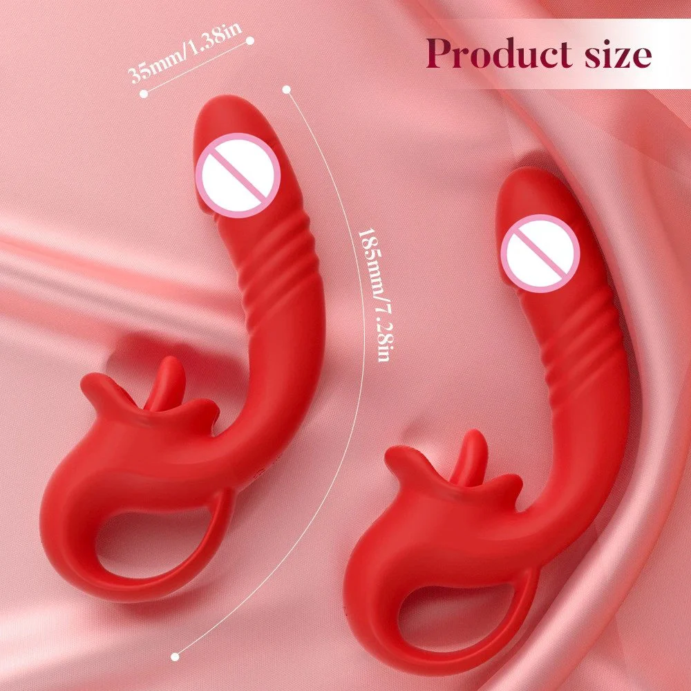 Female Masturbation Telescopic Dildo Vibrator Tongue Licking Vibrator for Women