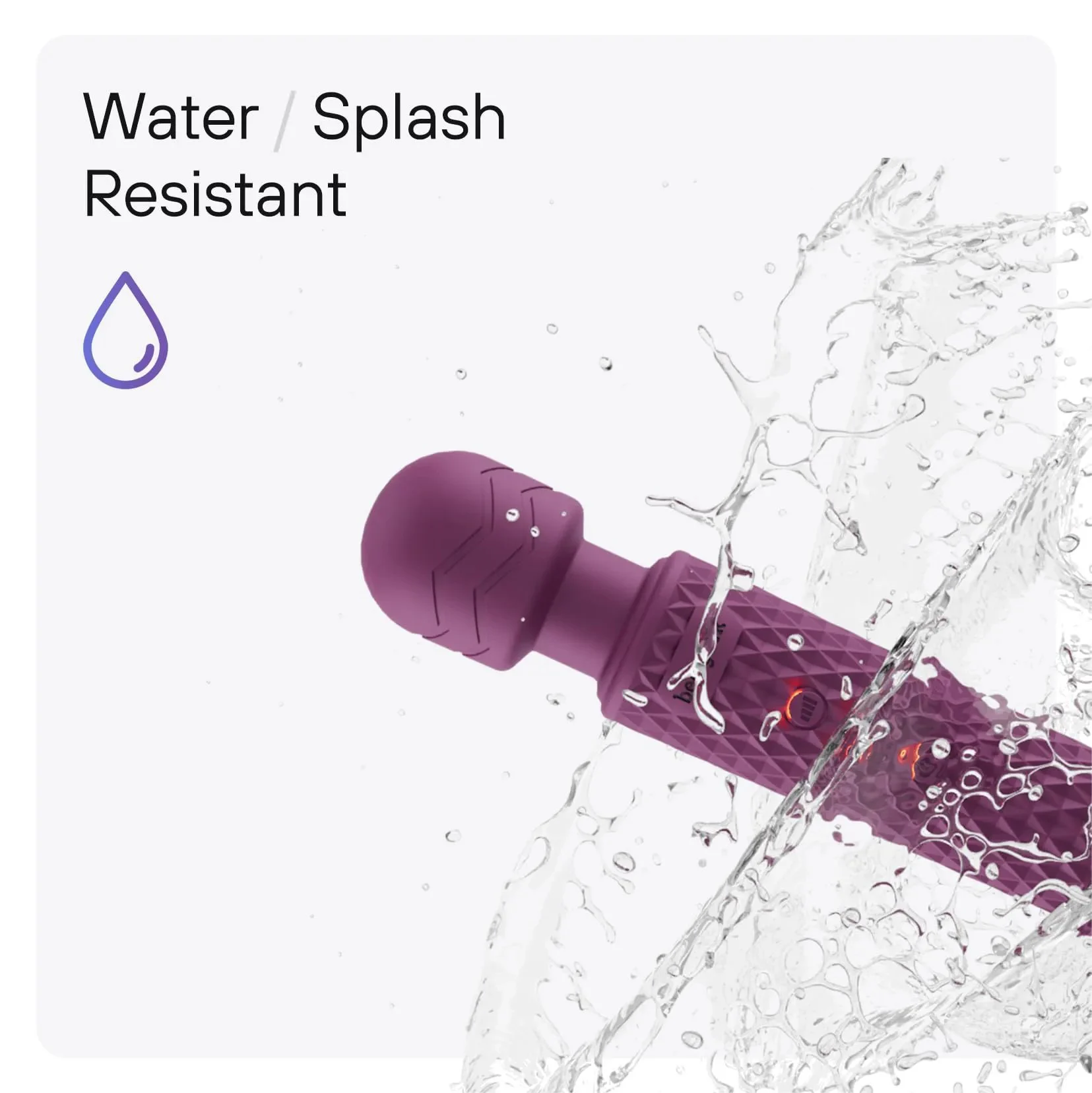 Cordless Personal Massage Wand Waterproof USB Rechargeable Skin-Soft Silicone 20 Vibration Patterns 8 Speed Settings