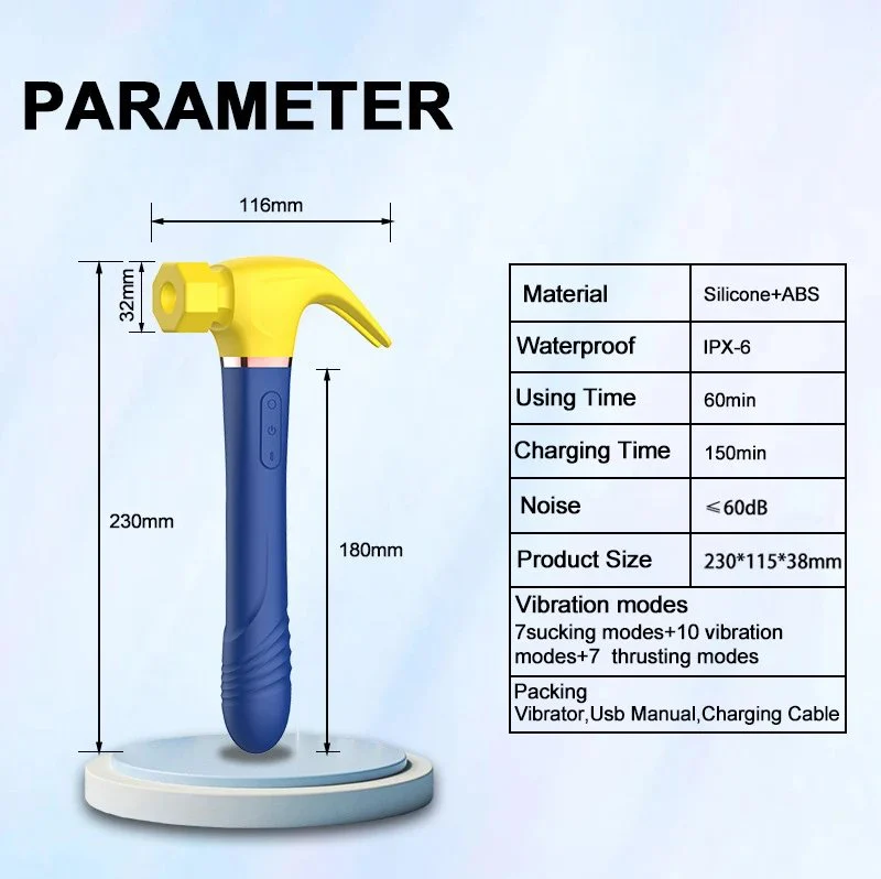 Clitoris Stimulation 4 in 1 Hammer Dildo Vibrator G Spot Sucking Vibrating Hammer Sexy Toys Women