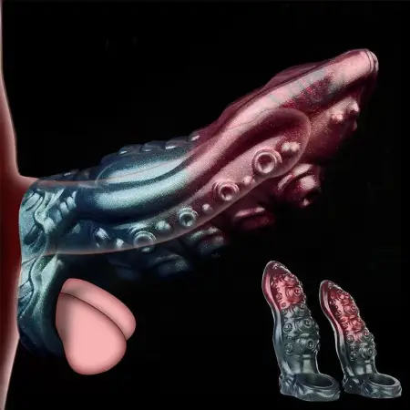 Silicone Fantasy Tentacle Dildo Sleeve Male Sex Toys Penis Ring Sleeve Sheath Enlarger Extension Extender for Men Couples