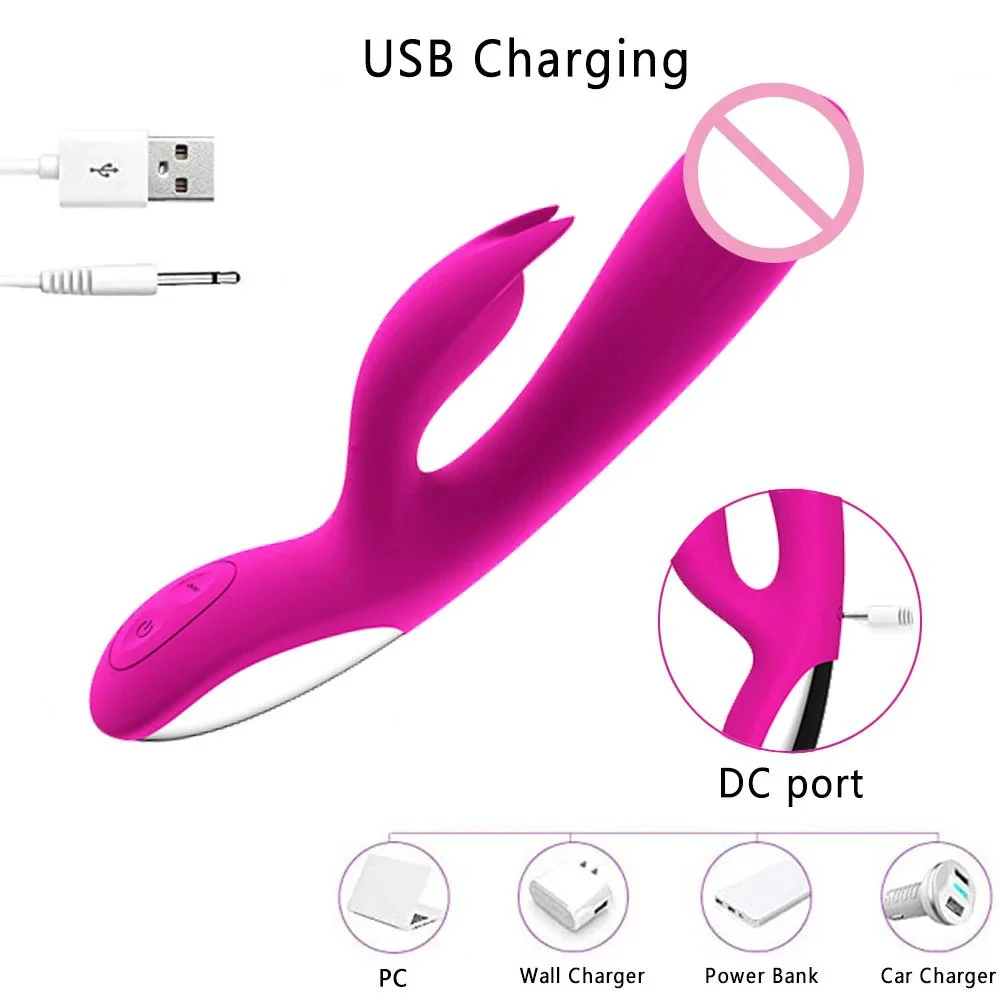High Speed 10 Frequency Silicone G-spot Female Masturbation USB Charging Massage Wand Rabbit Vibrator