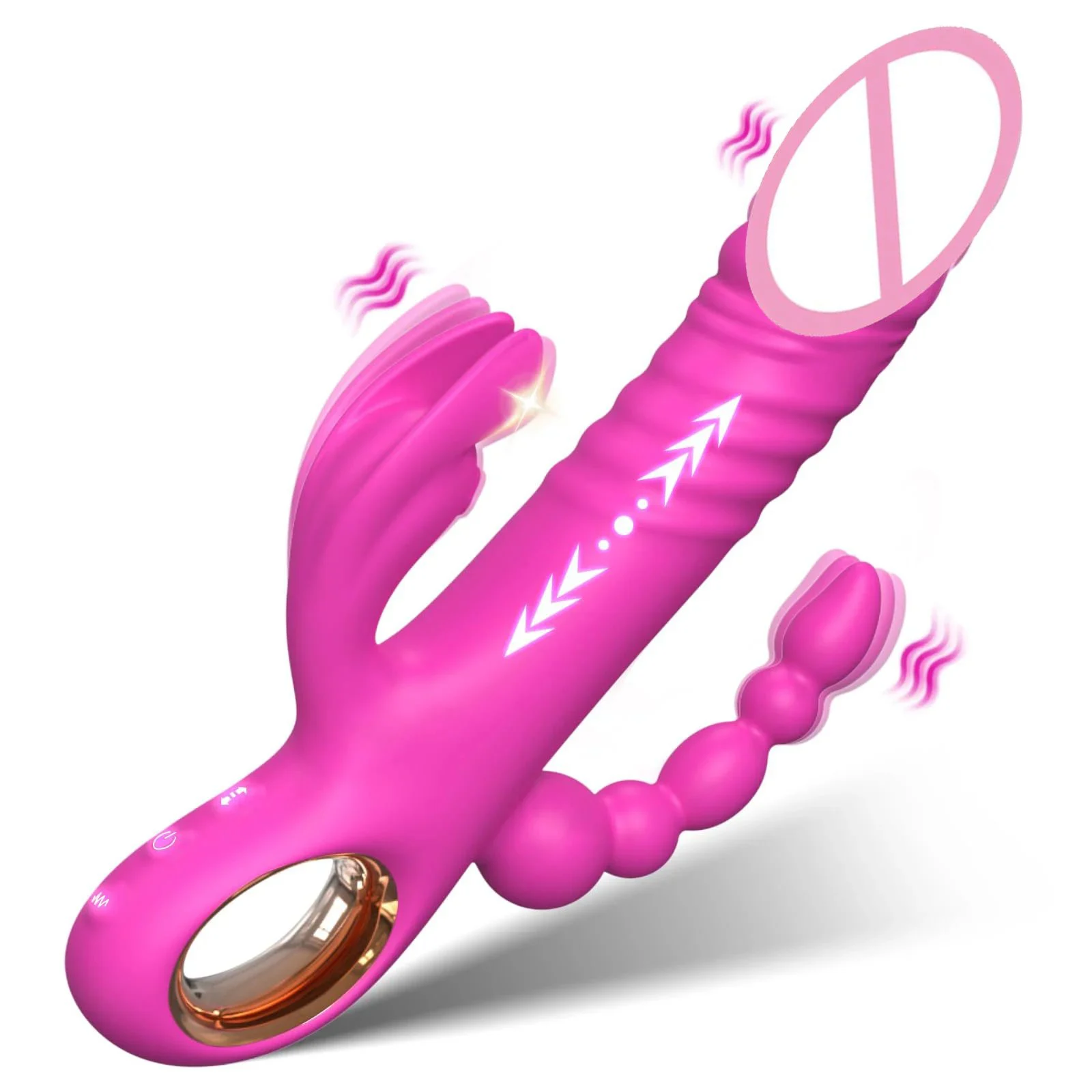 3 in 1 Thrusting Dildo Rabbit Vibrators G Spot Clitoral Stimulation Prostate Massage Women's Anal Beads Vibrator Adult Sex Toys