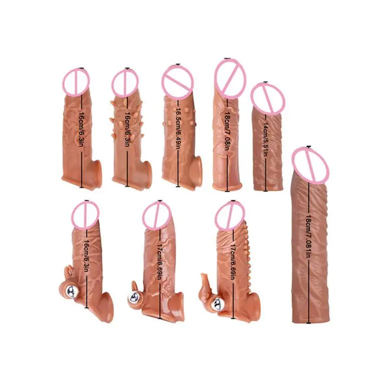 Reusable Condom Realistic Dragon Cock Sleeve Vibrating Penis Sleeve Sex Toys for Men