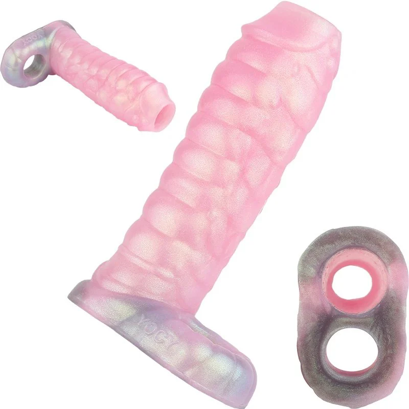 Silicone Dragon Penis Sleeve Male Penis Enlargement Sleeve,Penis Enlarger Sleeve with Cock Ring,Realistic Penis Sheath Toy