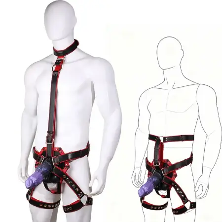 Leather Body Harnesses for Gay Use, Compatible with Dildos. Adult Wearable Dildo Harnesses Enhance the Experience