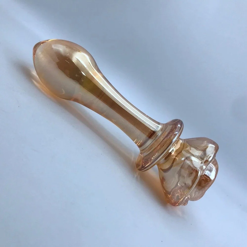 Rose pink Glass Sextoy Rose Anal Plug Toy Set pink Rose Sex Toy Anal Butt Plugs Trainer Kit for Women