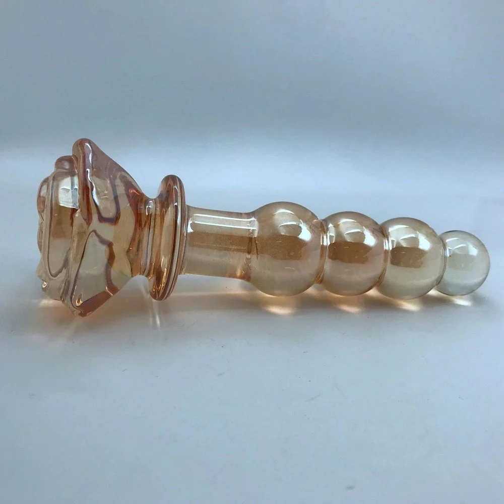 Rose pink Glass Sextoy Rose Anal Plug Toy Set pink Rose Sex Toy Anal Butt Plugs Trainer Kit for Women