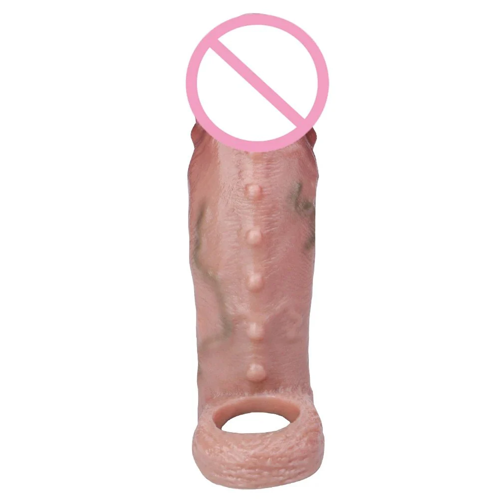 Silicone Soft Reuse Realistic Cock Sleeve 5.9'' Extender Delay Ejaculation Sex Toy for Men