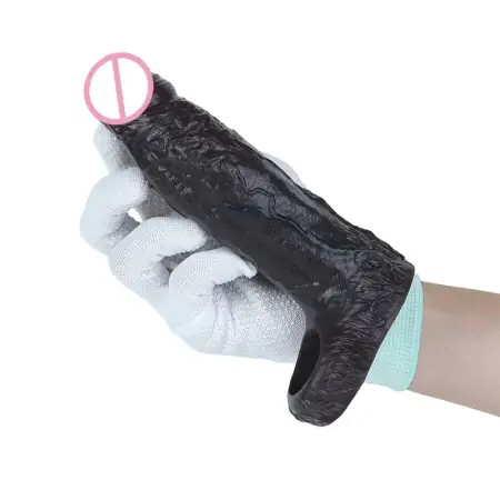 Soft Liquid Silicone Penis Sleeve Black Hollow Dildo Penis Enlargement Sleeve Sex Toys for Men Delay Ejaculation Sex
