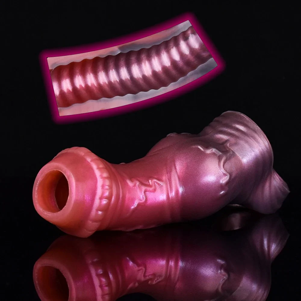 Silicone Reusable Penis Sleeve Cock Ring Extender Silicone Cock Ring Penis Enlarger for Go-Long Stamina