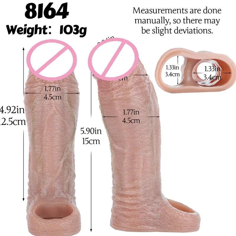 Open Tip Penis Extension Girth Thick Realistic Penis Sleeve Cock Sleeve,Cock Ring Penis Extender Adult Sex Toys for Men