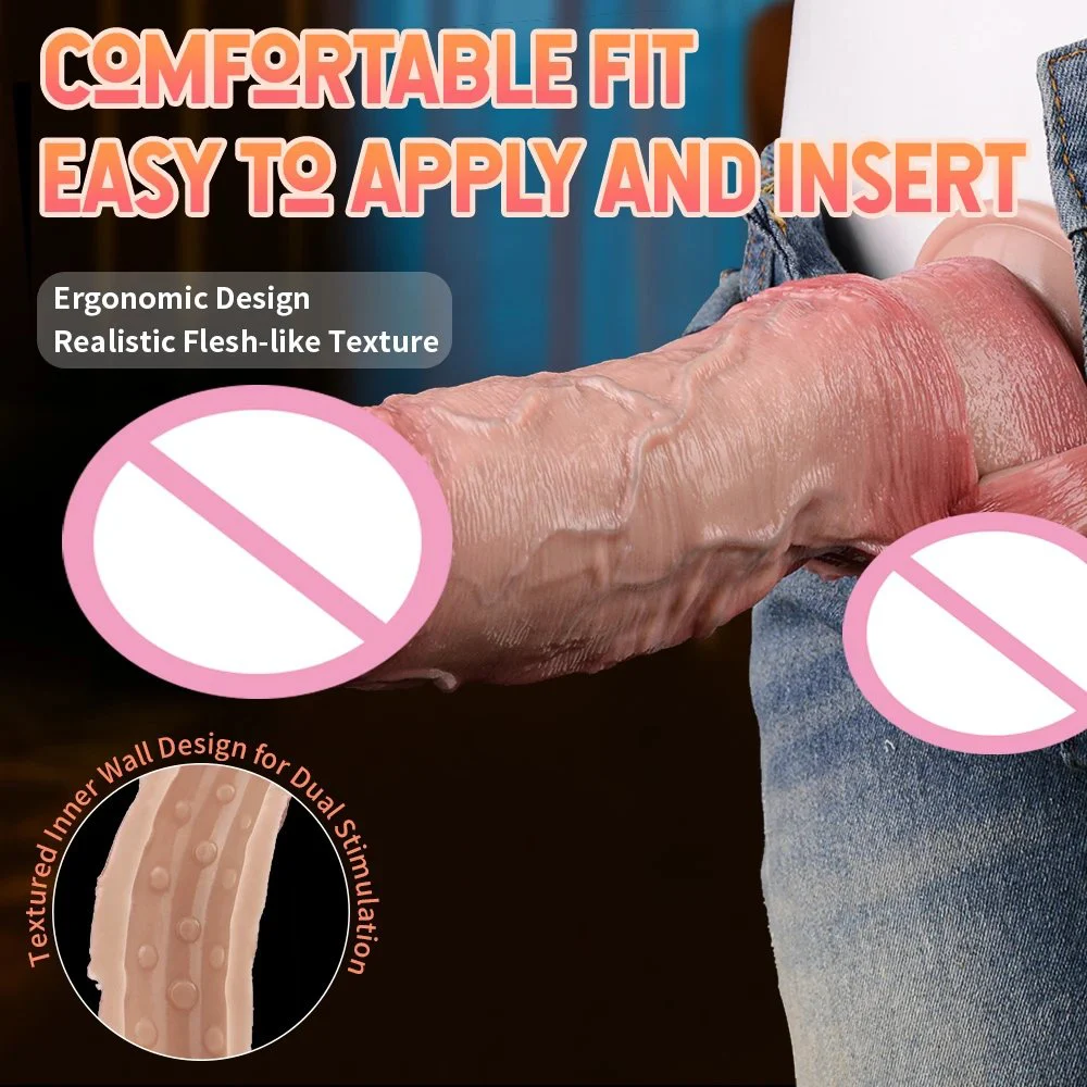 Plus Male Penis Enlarger with Simulated Skin Color Male Sex Toy Set 3D Precision Modeling Double Opening Design Penis Sleeve