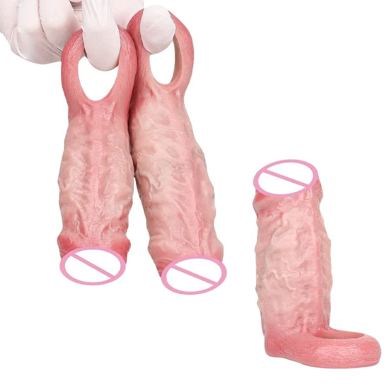 Silicone Realistic Penis Sleeve with a Realistic Feel Open-ended Penis Extender Suitable for Men Available in 2 Sizes