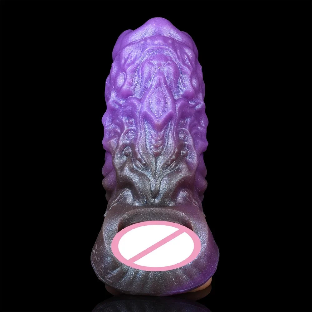 Soft Fantasy Penis Sleeve with Purple Amber Color Enlarger Enhancing Erection Dildo Sleeve for Male Cock Cover