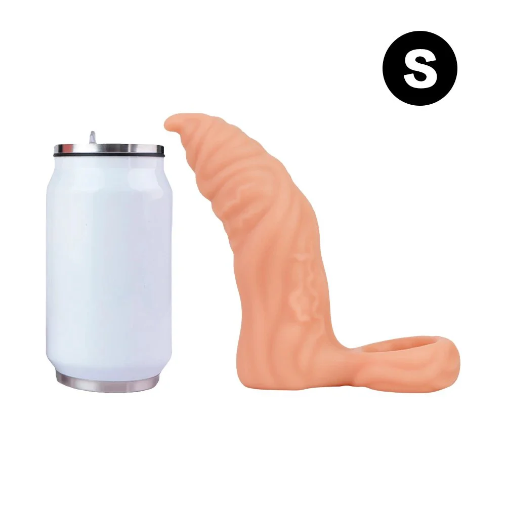 Skin Reusable Penis Enlargement Vibrator Penis Extender Sleeve Sex Toys for Men Adult Delay Ejaculation with Cock Ring Condom