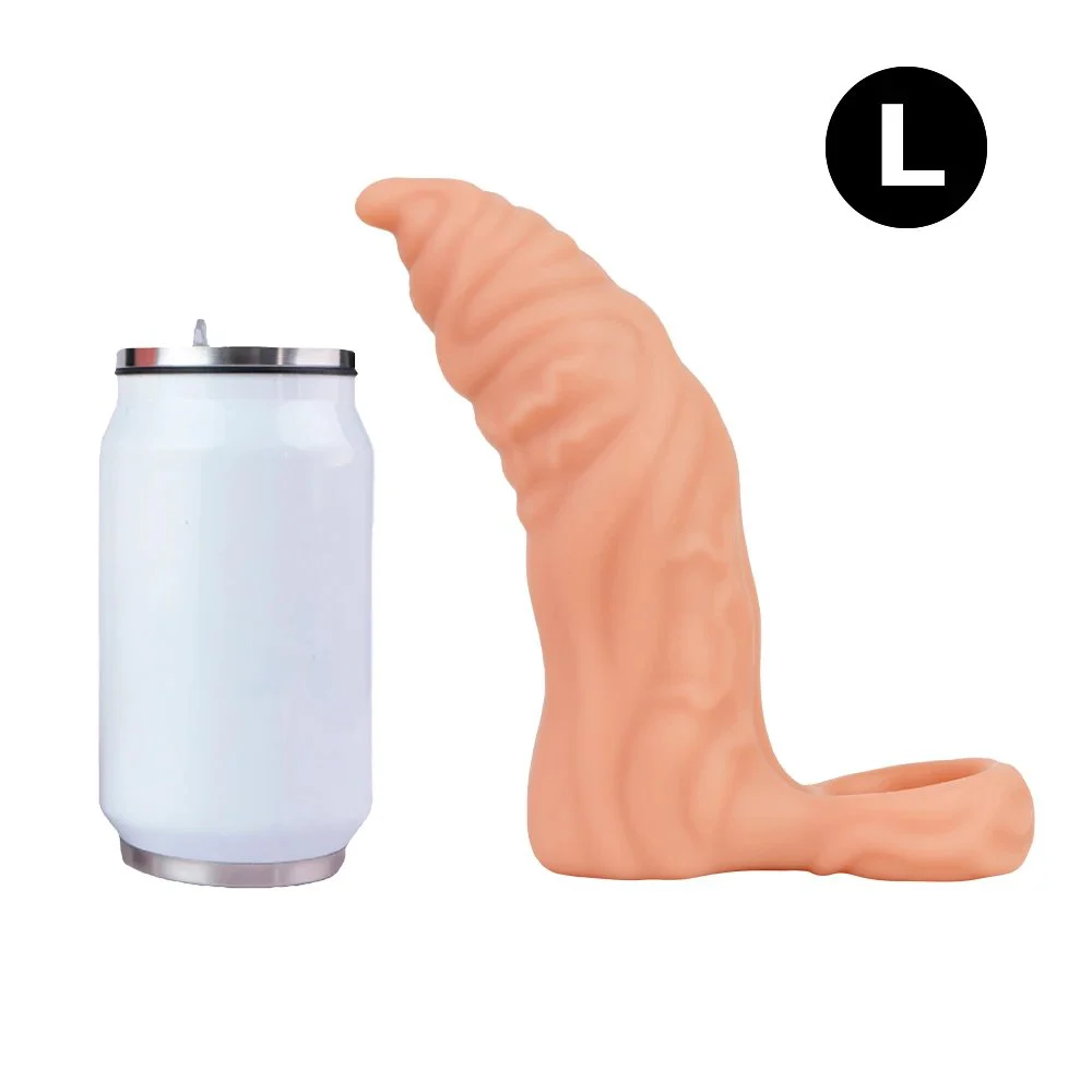 Skin Reusable Penis Enlargement Vibrator Penis Extender Sleeve Sex Toys for Men Adult Delay Ejaculation with Cock Ring Condom
