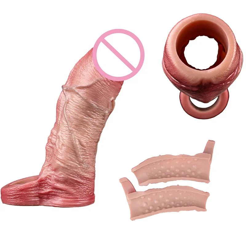 Soft Liquid Silicone Cock Sleeves 6.8'' Realistic Dildo Sleeve Sheath Penis Sleeve Male Sex Toy Extender for Man
